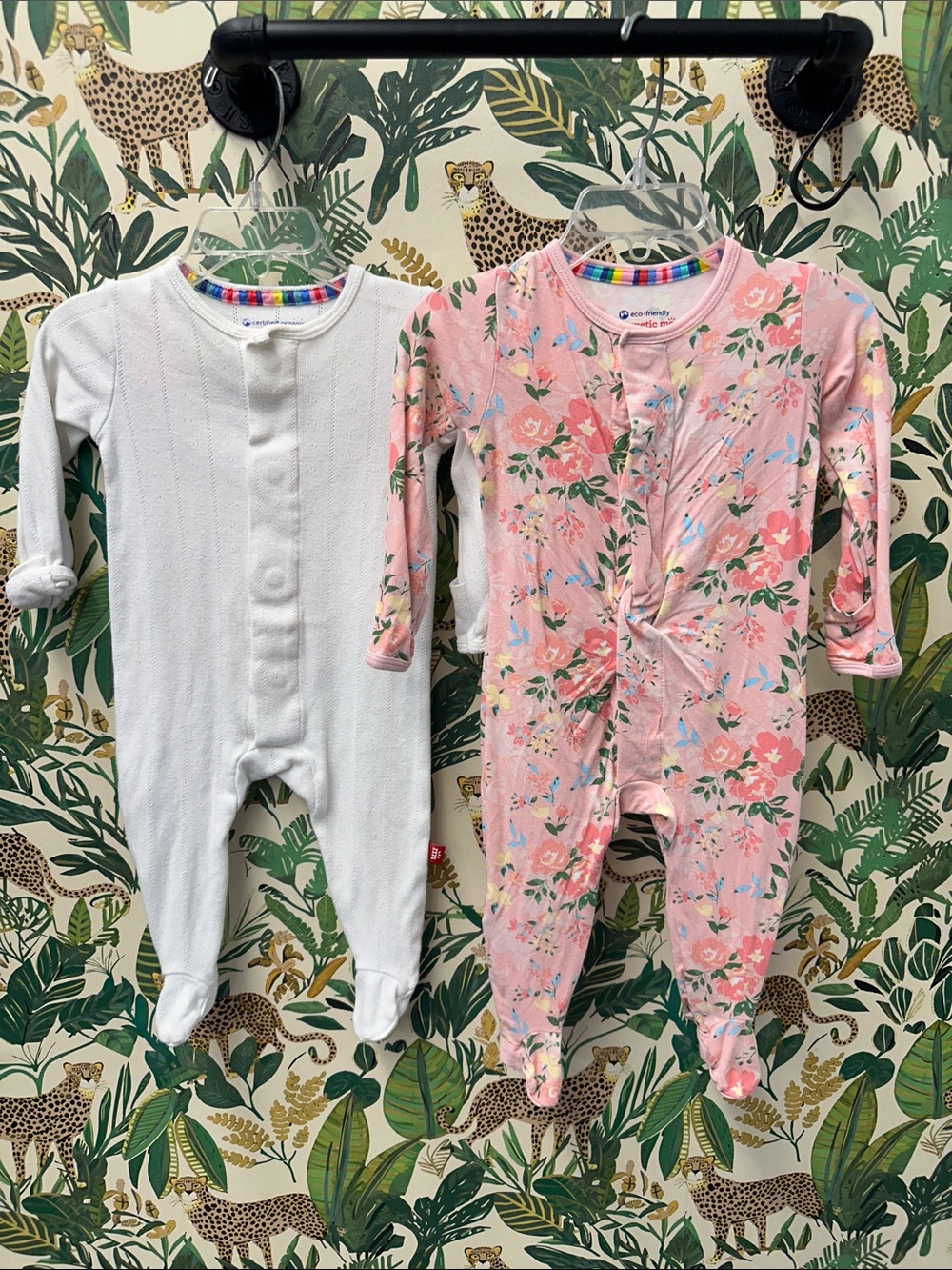 Magnetic me Two-Pack Baby One-Piece Sleepers β White & Pink Floral 3-6 months